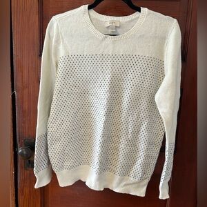 LOFT Ivory and Grey Patterned Sweater